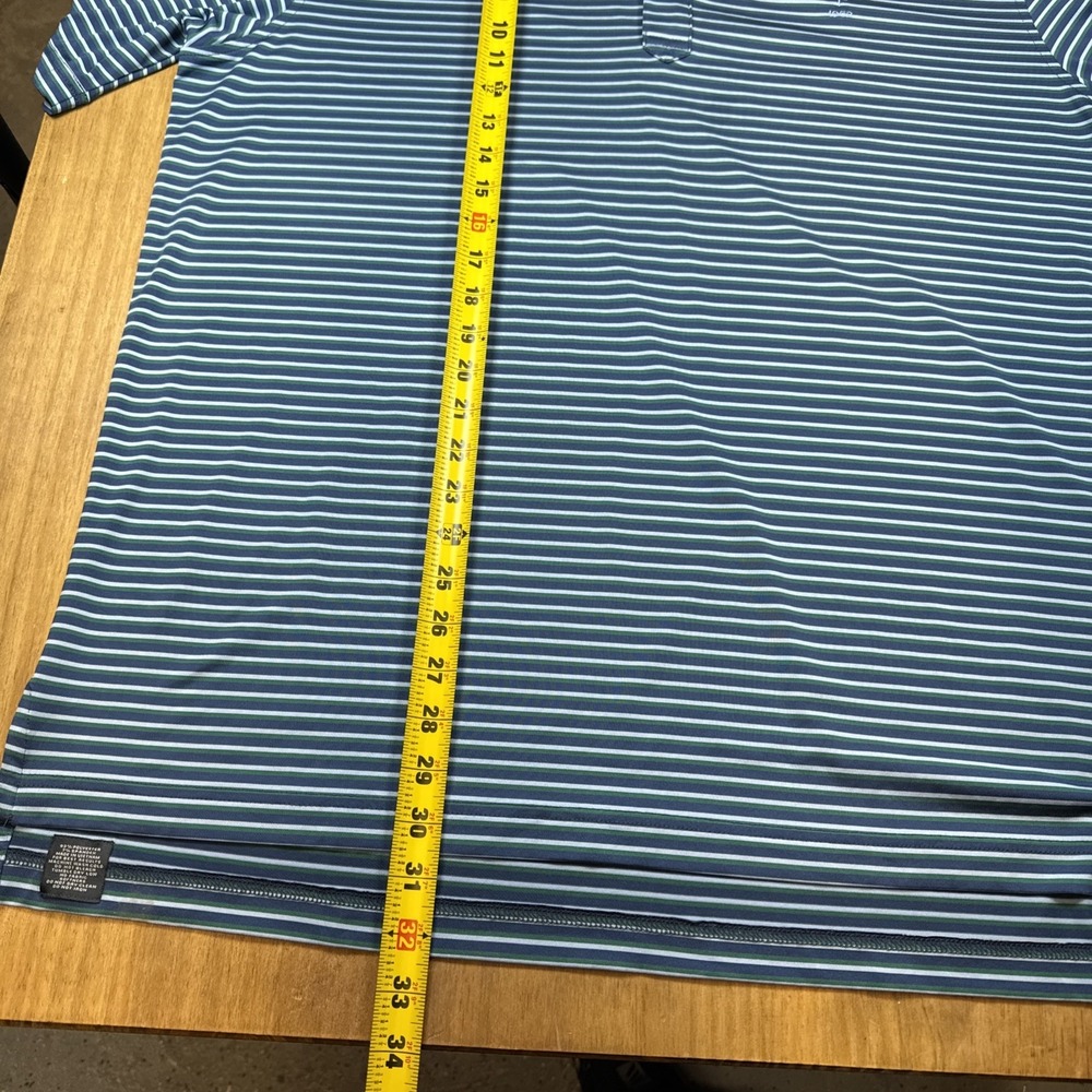 SOLD Turtleson Short Sleeve Golf Polo Shirt Mens XL Blue/Green Striped Logo - Picture 9 of 11